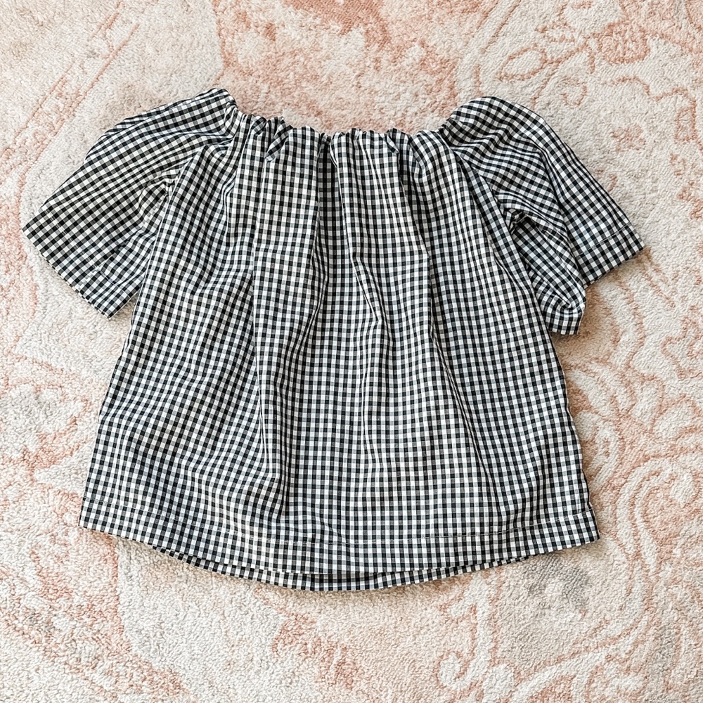 Style Envy Monochrome Gingham Off-Shoulder Blouse